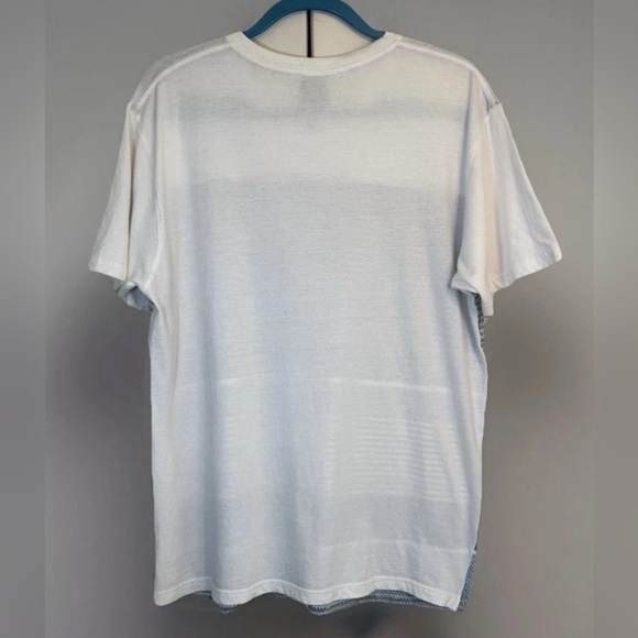 Zoo York V Neck T Shirt Size L White Gray Blue Gradual Stripe Skate Style Logo - Picture 3 of 12